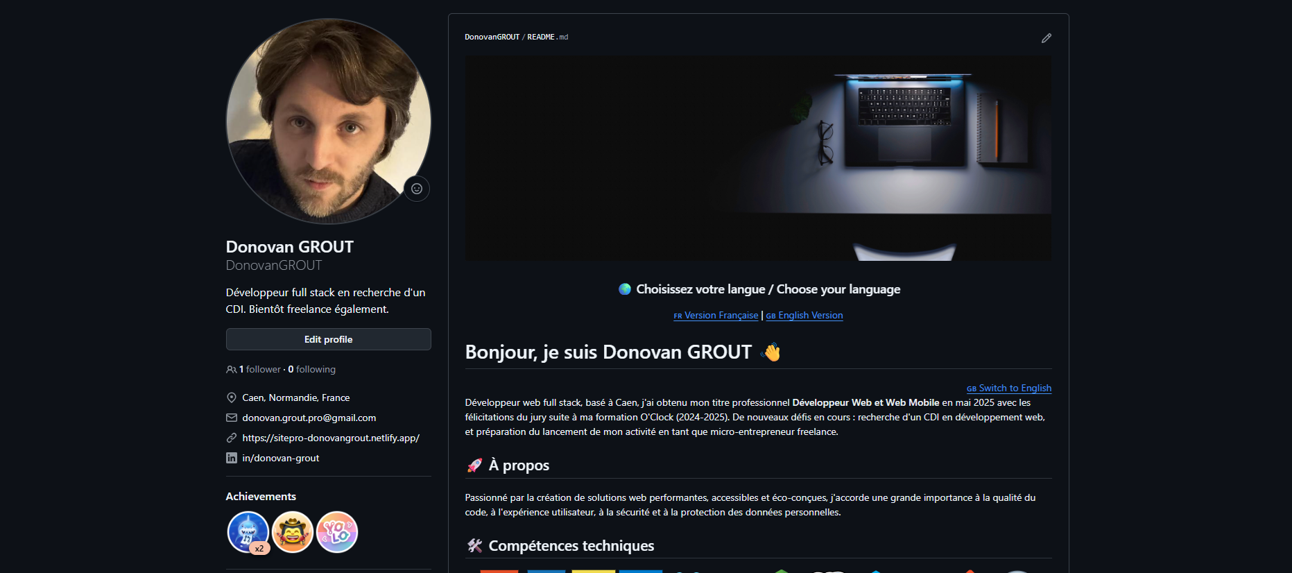 Aperçu du profil GitHub automatisé