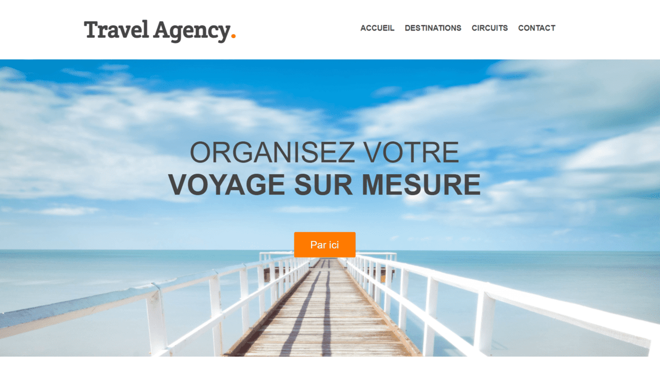 Page web statique d'agence de voyage factice